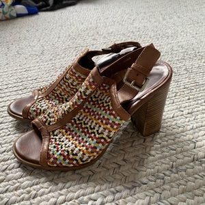 Weave Faux Leather Heels
